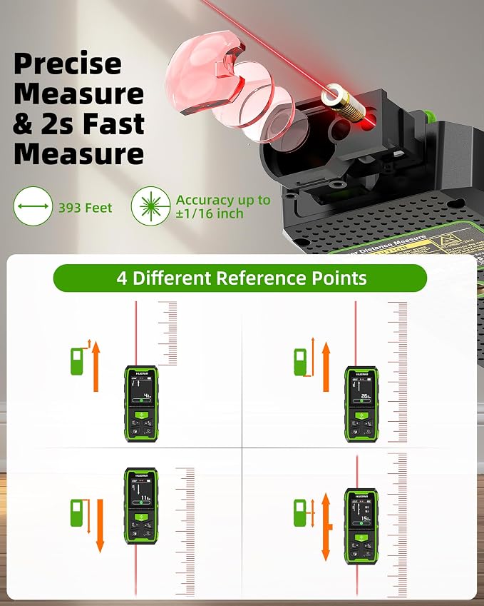 Huepar Professional Dual Laser Measuring Tool 393ft, 5 Years Warranty, - Image 7