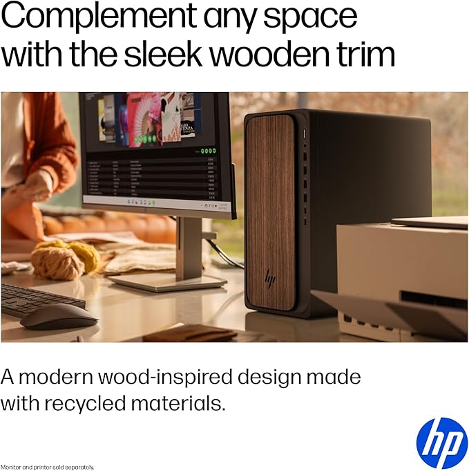 HP OmniDesk Desktop PC, Intel Core Ultra 7 265, 32 GB RAM, 2 TB SSD, Intel Graphics, Windows 11 Home, Microsoft Copilot, Dark Wood, M03-0060 (2025) - Image 3