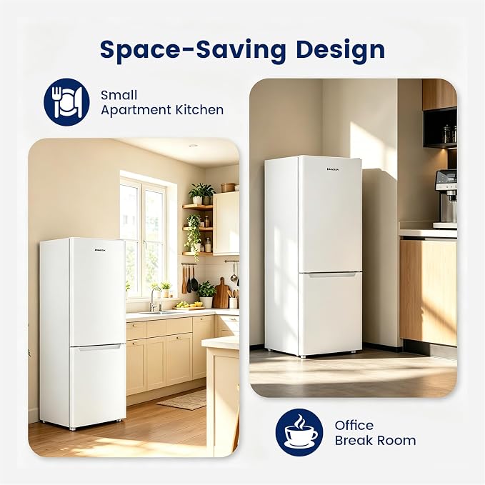 Apartment 7.1 Cu.Ft Refrigerator with Bottom Freezer Cream White | Office Fridge with Bottom Freezer, Large Capacity, Energy Saving, Adjustable Thermostat, Low Noise - Image 2