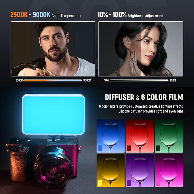 NEEWER Basics LED Selfie Phone Light, Rechargeable 2500-9000K Clip On Fill Light - Image 3