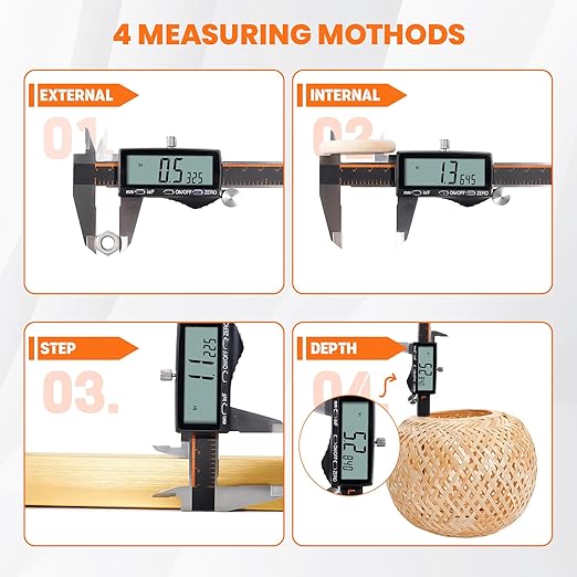 HARDELL Digital Caliper, Rechargeable 0-8 Inch Calipers Measuring Tool - Image 7