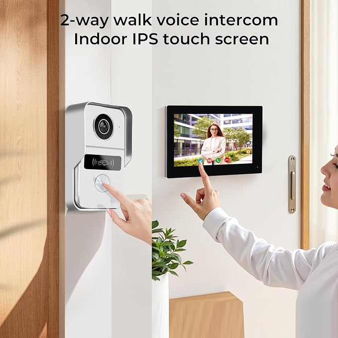 2 Wired Video Doorbell video Intercom System 1-Camera and 2-Monitor, 7 Inch - Image 3