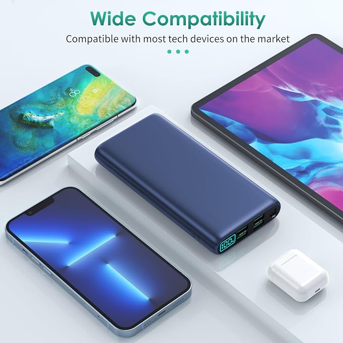 Portable Charger 38800mAh Power Bank with 5 Outputs & 2 Inputs,PD USB C In&Out Fast Phone Charging External Battery Pack Backup,Travel Essential Outdoor for iPhone 17/16,Android Samsung Galaxy-Navy - Image 3