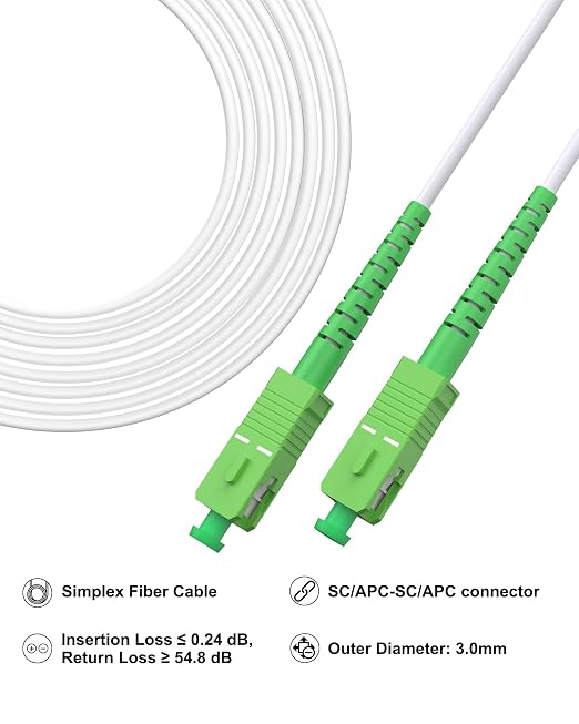 Armored White Fiber Optic Internet Cable 4M 5 Pack, SC/APC to SC/APC Single - Image 2