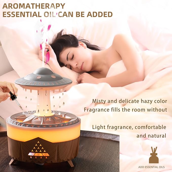 Raindrop Humidifiers for Bedroom -Essential Oil Diffuser with 7 Colors LED Lights,Air Humidifiers,Cool mist humidifier with 4 timers,Vaporizers for nursery,family,bedroom and office - Image 2