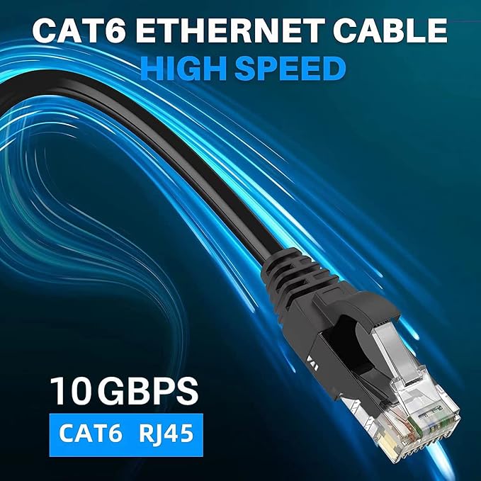 Adoreen Cat 6 Ethernet Cable 60 Ft-Black, Outdoor & Indoor Snagless Long Round - Image 5