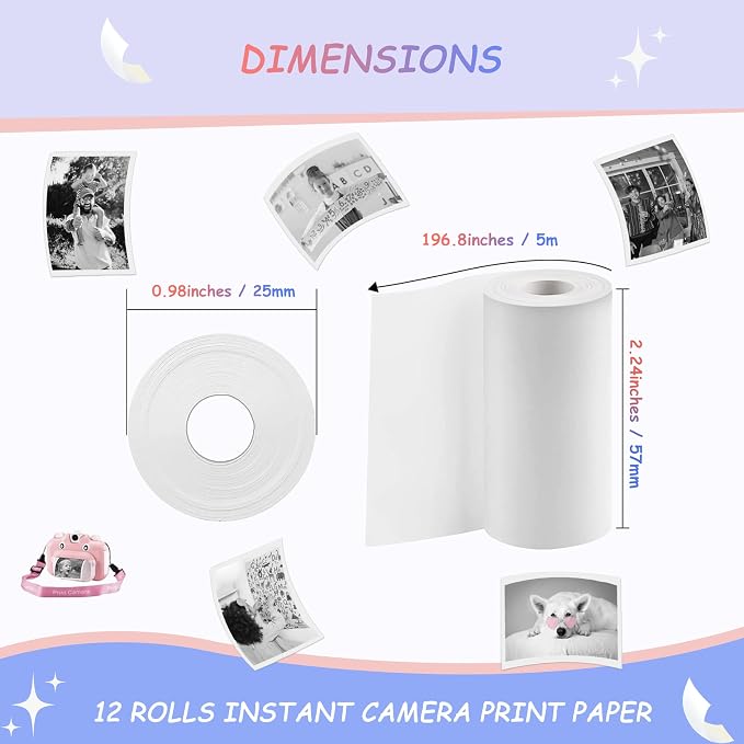 12 Rolls MIARALA Instant Print Kids Camera Paper Roll Refill, HD Print Camera - Image 5