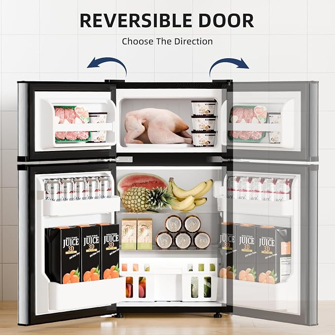 Antarctic Star 3.1 Cu.Ft.Compact Refrigerator,Mini Fridge with Freezer,2-Door with Adjustable Removable Shelves For kitchen/Apartment/Dorm/Office,SILVER - Image 4