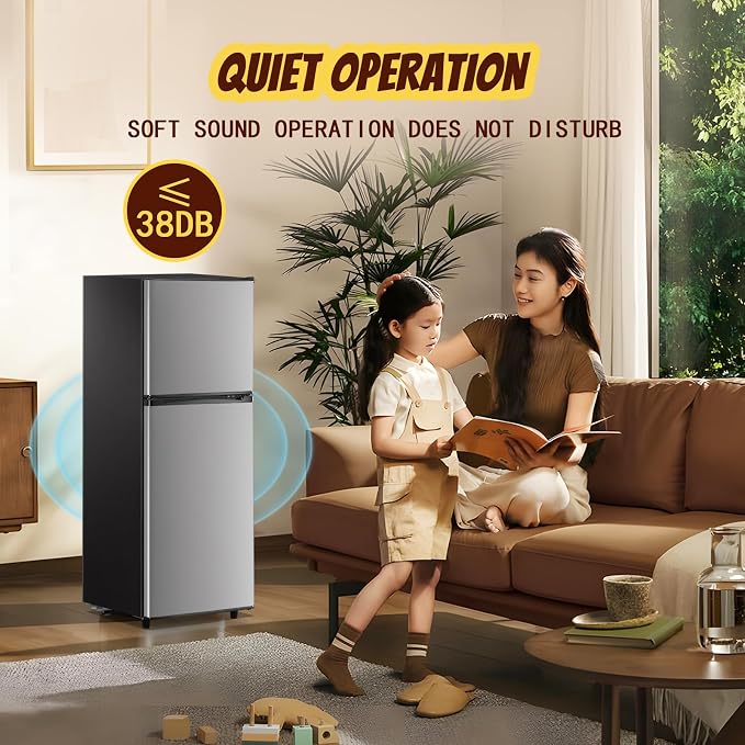 5.0 Cu.Ft Small Refrigerator with Freezer Double Door Mini Fridge Top Freezer Adjustable Temperature for Dorm Office Apartment Silver - Image 8