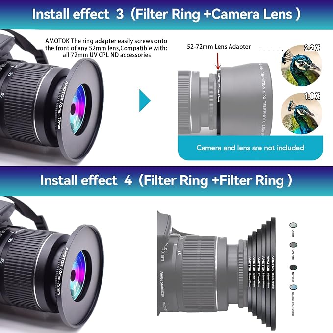 52mm Lens to 72mm Camera Filters Ring Compatible All 52mm Camera Lenses to 72mm - Image 7