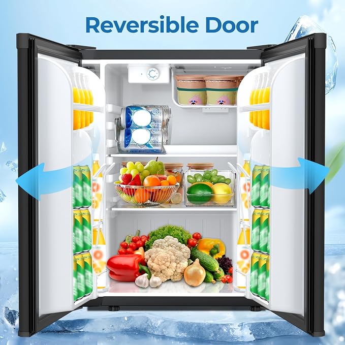 Electactic 2.56 Cu.ft Compact Refrigerator with Reversible Single Door, BLACK - Image 4
