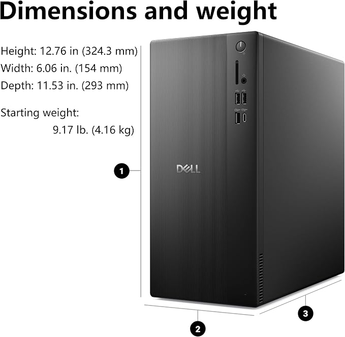 Dell 2026 Pro Desktop Computers Tower PC for Home & Business, Copilot AI, 14th Gen i3-14100 Processor, 32GB DDR5 RAM, 1TB PCIe SSD, WiFi 6, Bluetooth, DisplayPort, HDMI, Type-C, Windows 11 Pro - Image 4