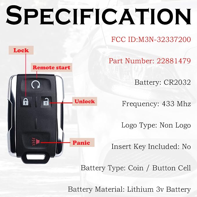 SUPALAND Keyless Entry Remote Control Key Fob Replacement Fits - Image 3