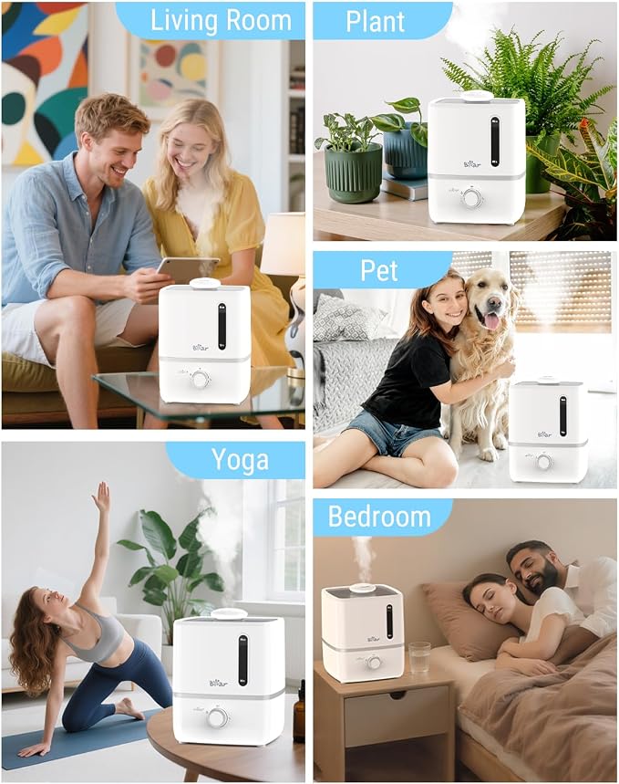 Bear Humidifiers for Bedroom, 2.5L Cool Mist Humidifiers and Oil Diffuser, Quiet Rapid humidifiers for Home Whole House, with Adjustable Mist Output and Auto Shut-off, White - Image 7