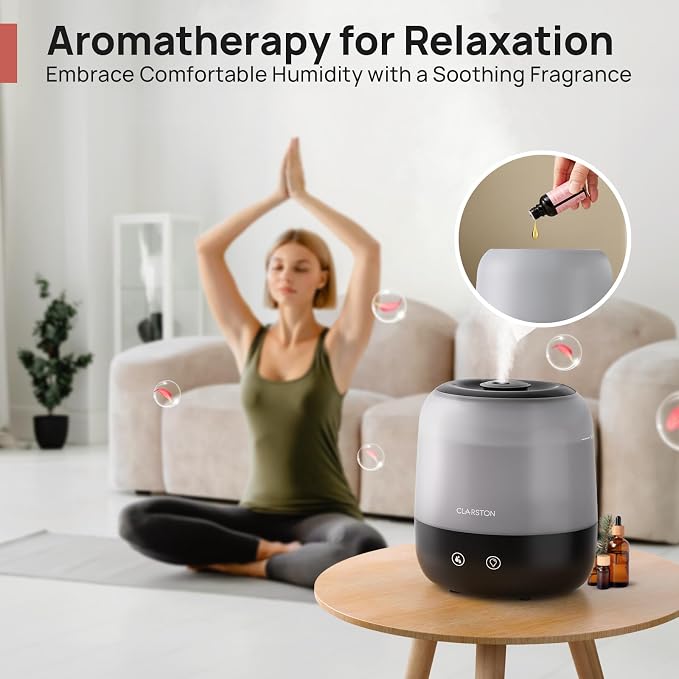 Clarston Humidifiers for Bedroom, 2L Top Fill with 360° Nozzle for Large Room, 7-Color Night Light, 24dB Quiet Cool Mist Air Humidifier for Baby Nursery & Plants, No BPA, Auto Shut Off, Easy to Clean - Image 5