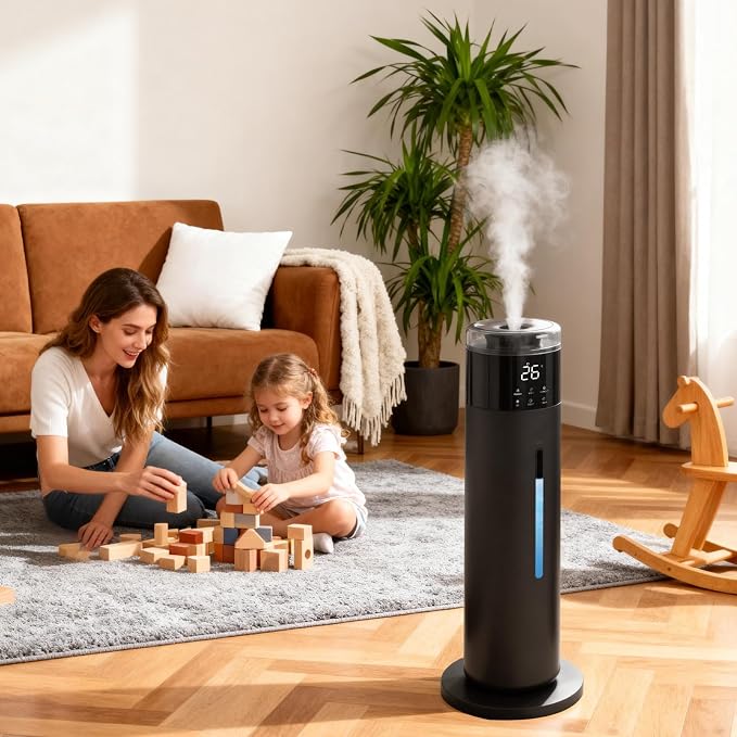 Large Humidifier for Bedroom, 8L/2.1Gal Ultrasonic Cool Mist, Remote control,Easy Clean with 350ML/H Large Mist Speed, Suitable for Kids Room Plant Yoga Study Room Office (Black) - Image 2