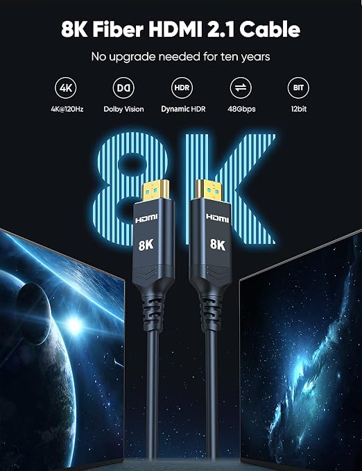 Highwings 8K 4K 120HZ 65 FT HDMI Cable Fiber Optic, Unidirectional in-Wall CL3 - Image 2