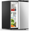 COWSAR 2.6 Cu.Ft Mini Fridge with Freezer for Bedroom Dorm, Silver | Single Reversible Door, 7 Temperature Settings, Energy Saving, 2 Removable Glass Shelves, Small Refrigerator for Apartment by COWSAR