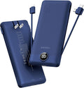 VEGER Portable Charger with Built-in AC Plug and Cables, All in One 10000mAh Ultra Slim Power Bank Travel Essentials, Fast Charging Battery Pack Compatible with iPhone, Samsung, Android (Navy) by VEGER