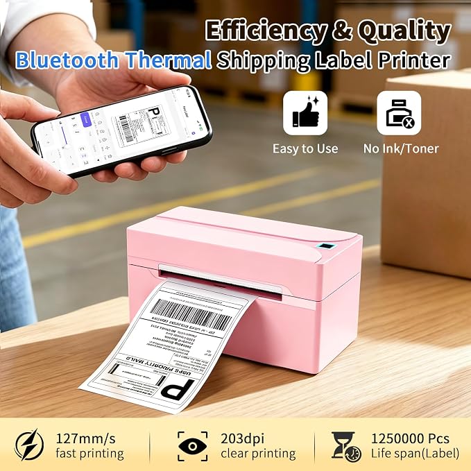 Shipping Label Printer, 4X6 Bluetooth Thermal Label Printer - Image 4