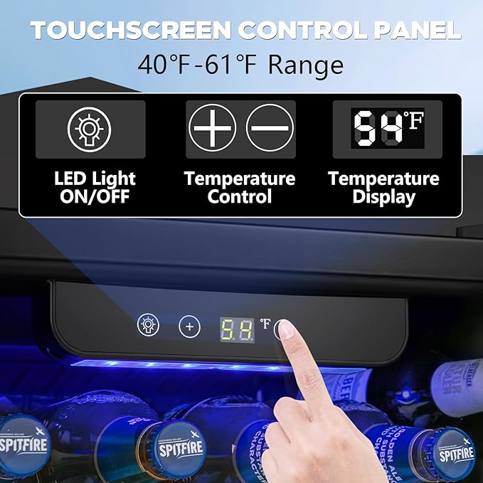 Electactic 2.6 Cu.ft Beverage Refrigerator Cooler, 95 Can Mini Fridge Glass Door with Adjustable Shelves, Digital Temperature Display, Freestanding Small Drink Fridge for Home, Office or Bar(Black) - Image 4