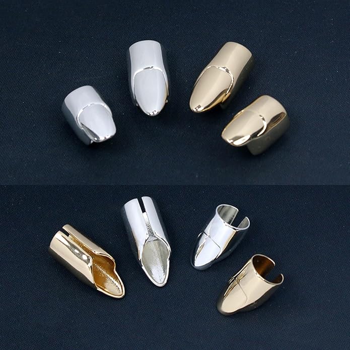 LIANXUE Metal Nail Cover Ring Hip Hop Cosplay Unisex Punk Gold Silver Color - Image 2