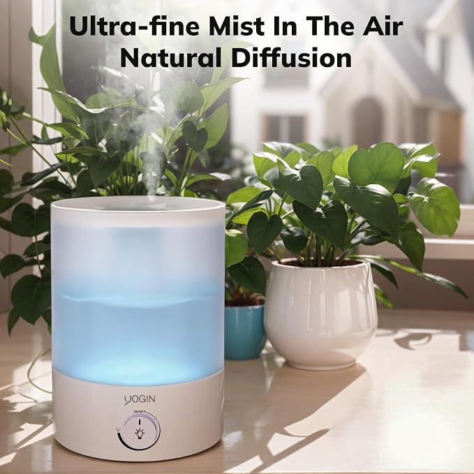 YOGIN Humidifiers for Bedroom Large room,Top fill 2.5L Ultrasonic cool mist Humidifiers for Baby Nursery and Plants,Up to 24 Hours, 24db Quiet,Night Light, Auto Shut Off, Easy Clean Humidifier - Image 4