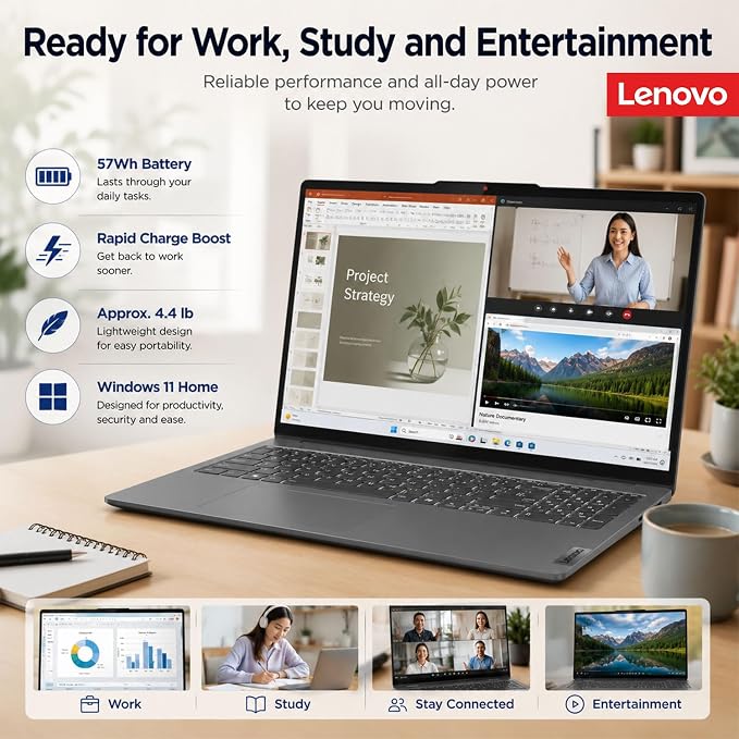 Lenovo IdeaPad 5 2-in-1 Convertible Laptop, AMD Ryzen 7 8845HS Processor, 16" WUXGA IPS Touchscreen, 16GB DDR5 RAM, 512GB SSD, Fingerprint Reader, Backlit Keys, Wi-Fi 6, Windows 11 Home, WOWPC USB - Image 9