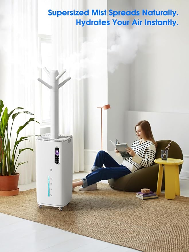 26L/5.7Gal Humidifier Large Room 3000 ft², Supersized Cool Mist, 38H Quiet Humidifiers for Bedroom, 2000mL/h Mist Output, Touch/Remote Control, Humidifiers for Home, Whole House, Plant, White - Image 6