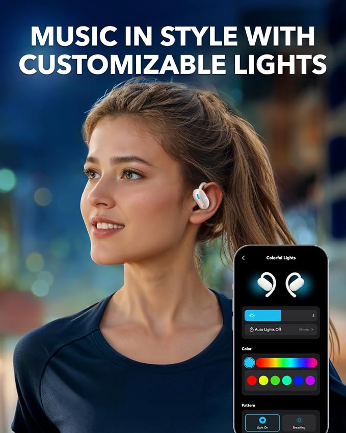 Soundcore V20i by Anker Open Ear Earbuds, Open Ear Headphones True Wireless | Adjustable Hooks, Ultra-Comfort, Snug Fit, Power Sound, Clear Calls, IP55, 36H Playtime, Bluetooth 5.4, Multipoint Connection - Image 7
