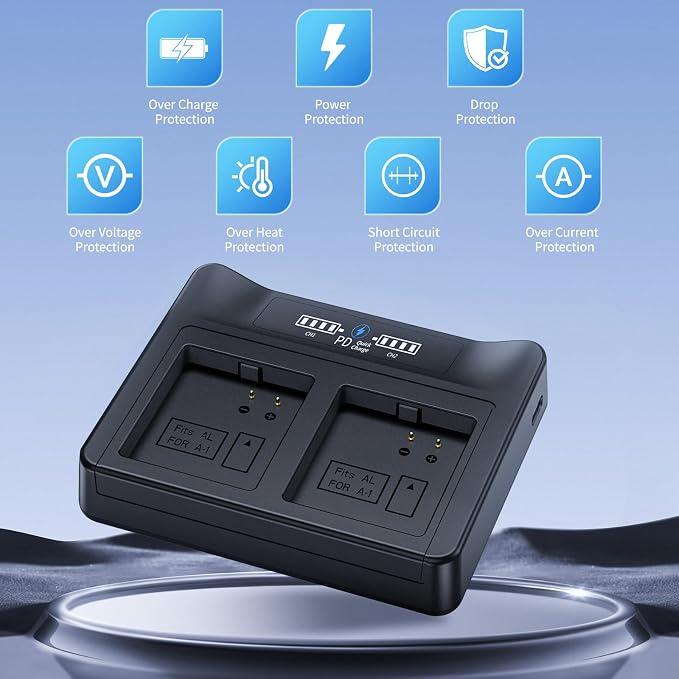 New 18W PD Fast Charging LCD USB Dual Battery Charging Station - Image 7