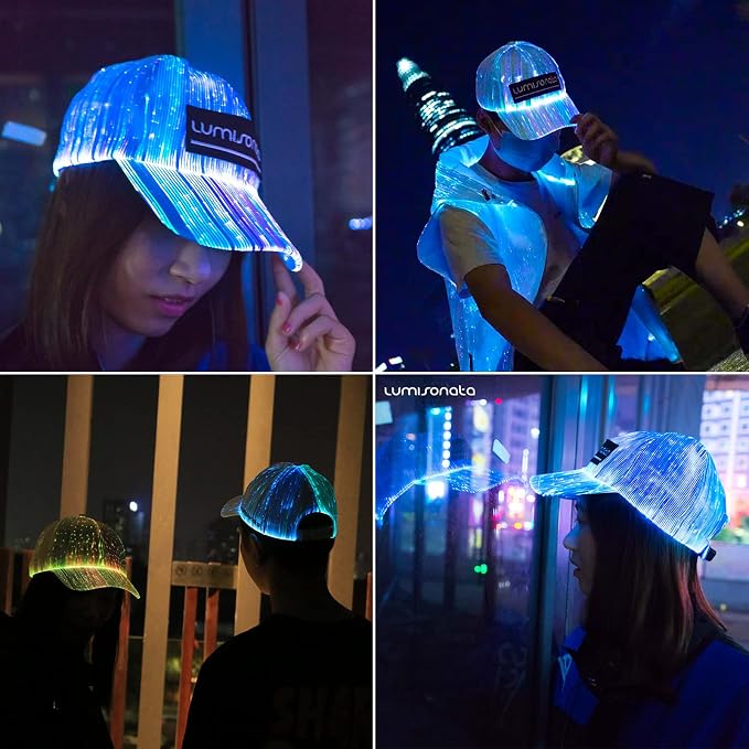 lumisonata LED Cap Fiber Optic Hat EDM Baseball Caps Light Up 7 Colors Glowing - Image 3