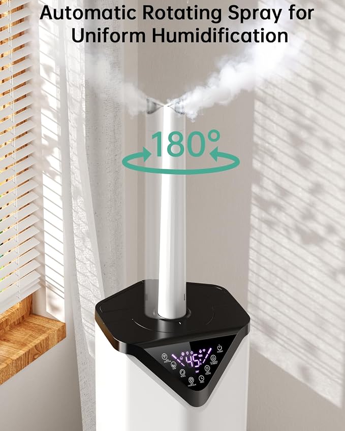 5Gal Smart Humidifier Large Room up to 2800ft², 1000mL/h, APP & Remote Control, 180° Auto Rotating Nozzle, 24H Timer, 60H Supersized Cool Mist Humidifiers for Whole House Home Office Plants - Image 3
