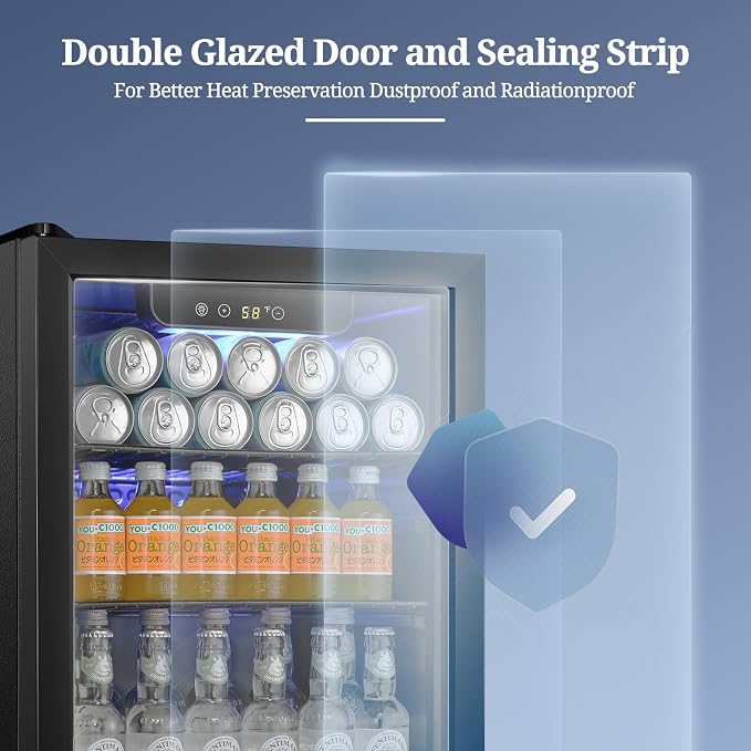 Antarctic Star Beverage Refrigerator Cooler 68 Can, Mini Fridge with Glass Door for Beer Drinks Wine,Freestanding Small Fridge with Electronic Temperature Control for Home and Bar,1.7 cu.ft - Image 5