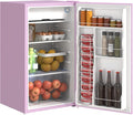 HOMCOM 3.2 Cu.Ft Mini Fridge with Freezer Single Reversible Door Pink | Compact Refrigerator, Adjustable Thermostat, Shelf, for Bedroom Dorm Home Office, Energy Efficient by HOMCOM