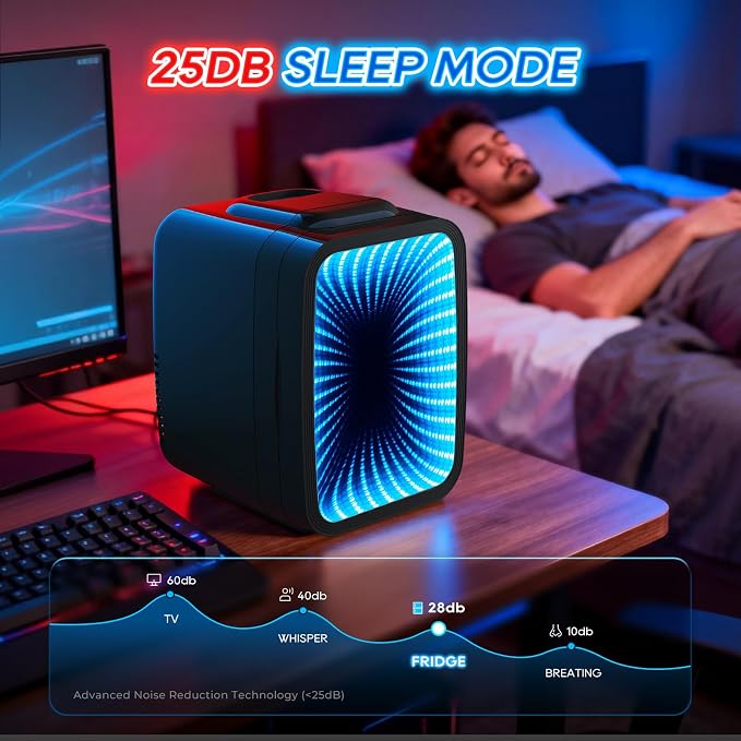 BEICHEN Mini Fridge, 4L/6 Can Small fridge with Dimmable Gaming Light | Cooler and Warmer，Portable Personal Fridge,LED lights Perfect for Gaming Experience,12v AC/DC for home and car,ultra-quiet - Image 5