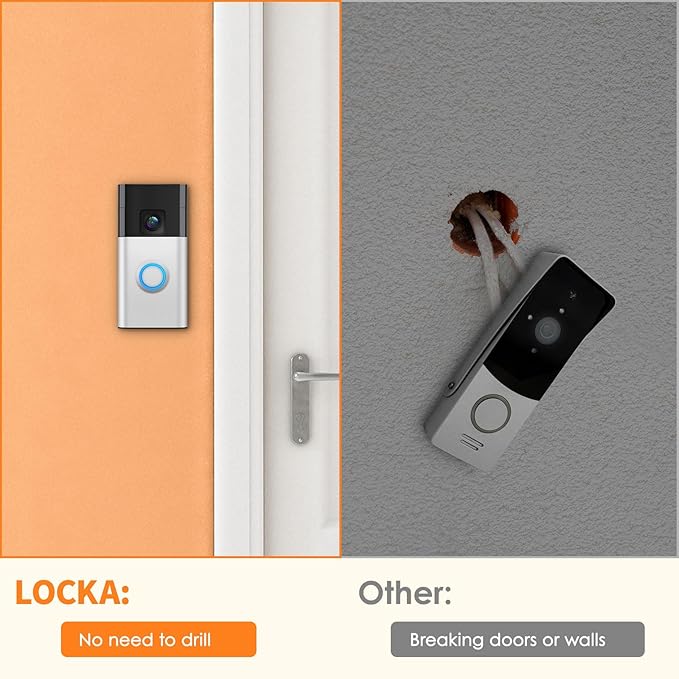 LOCKA Adhesive Mount for Ring/Other Battery Doorbell, No Drilling Camera Door - Image 5