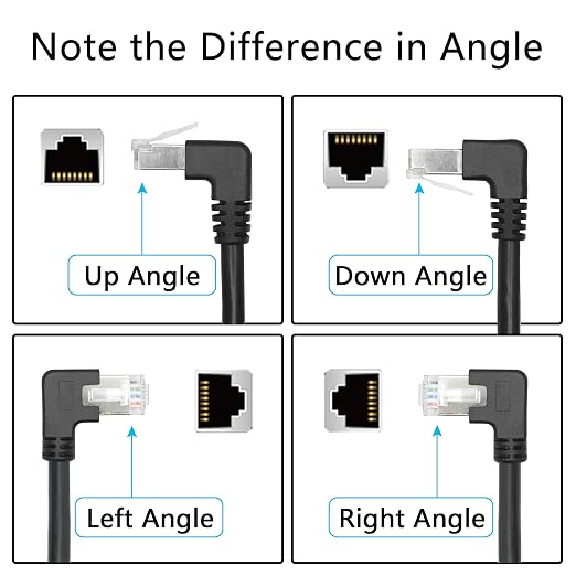 90 Degree Cat6 Ethernet Extension Cable 1FT, Left Angle RJ45 Male to Female - Image 2
