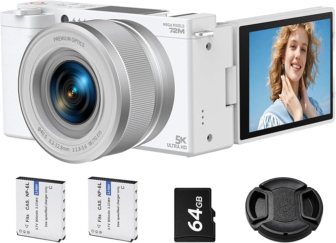 5K Digital Camera for Photography, 72MP Autofocus Point and Shoot Camera by CAMWORLD