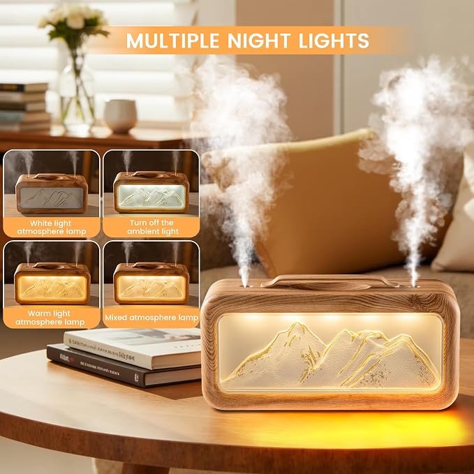 HEEYCEM Humidifiers for Bedroom, 600ml Cool Mist Humidifier with Night Light, 23dB Quiet Operation, Mini Baby Humidifier,for Bedroom, Nursery, Office, Plants(Wood Grain） - Image 5