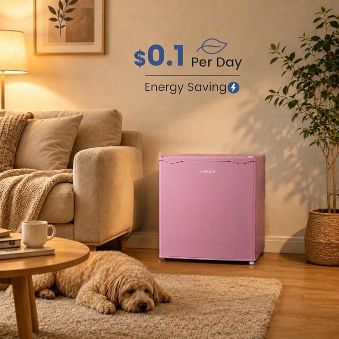 1.7 Cu.Ft Mini Fridge with Freezer for Dorm Office, Pink | Compact Refrigerator Office, Energy Saving Small Fridge Reversible Single Door, Low Noise for Bedroom Small Apartment - Image 7