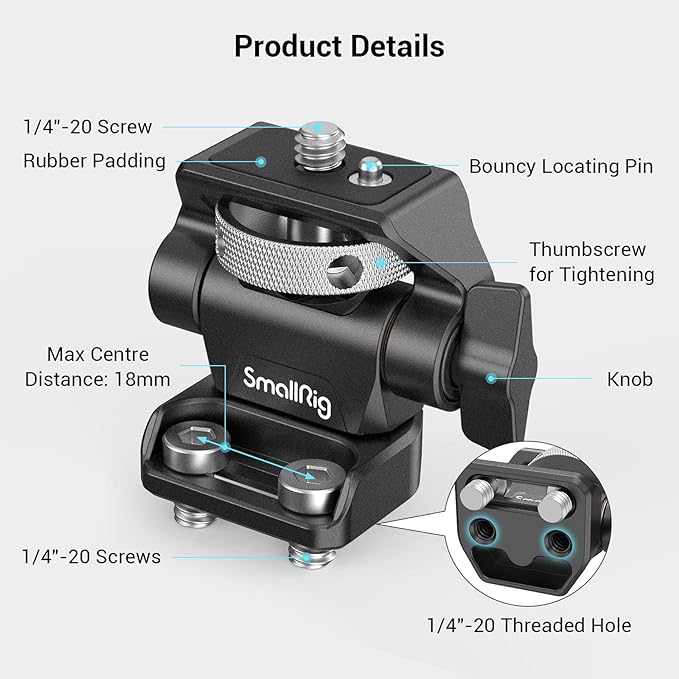 SmallRig Monitor Mount Swivel 360° and Tilt 180° Adjustable Bracket - Image 2