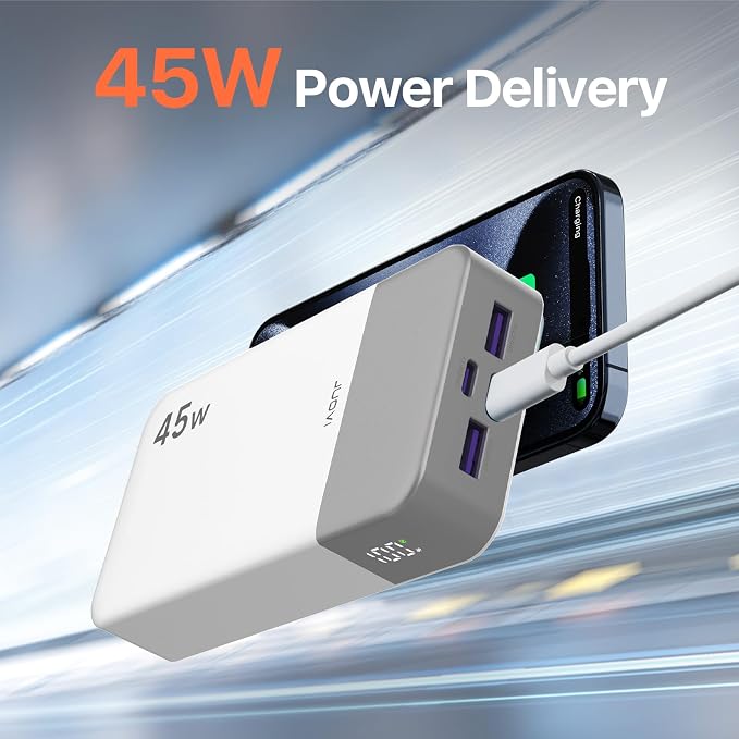 JUOVI J2621 Power Bank Portable Charger 20000mAh 45W, PD3.0 QC 4.0 Fast Charging Battery Pack with LED Display,2 USB-C,2 USB-A for iPhone 15 16, MacBook - Image 4