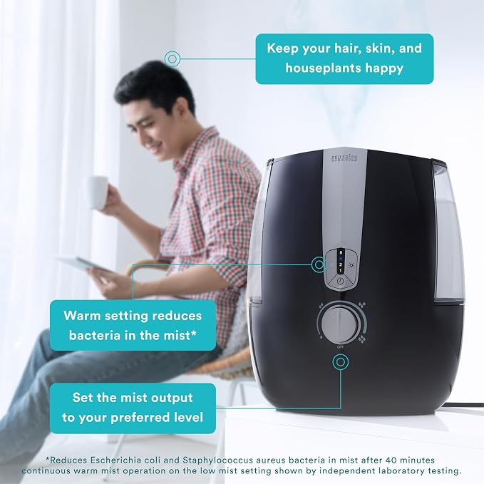 Homedics TotalComfort Plus Humidifier – Large Air Humidifiers for Bedroom, Plants – Top-Fill 5.3L Water Tank with Cool and Warm Mist, Essential Oil Pads, Colored Night-Light, Black - Image 5