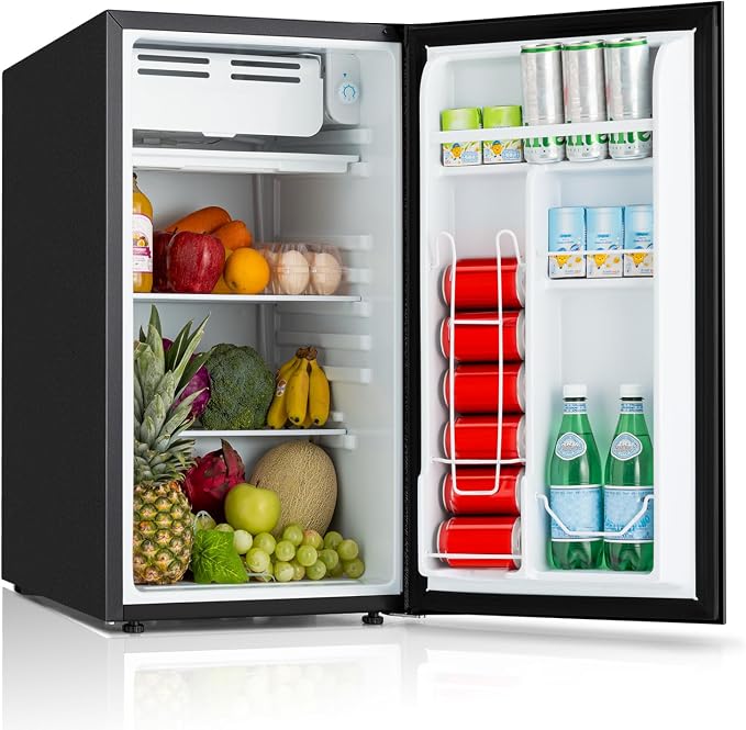 3.2 Cu.Ft Mini Fridge with Freezer, Single Door Small Refrigerator, Dorm Fridge with 7 Adjustable Thermostat, Energy Saving, Low Noise, Compact Refrigerator for Office, Bedroom, Dorm, Black - Image 2