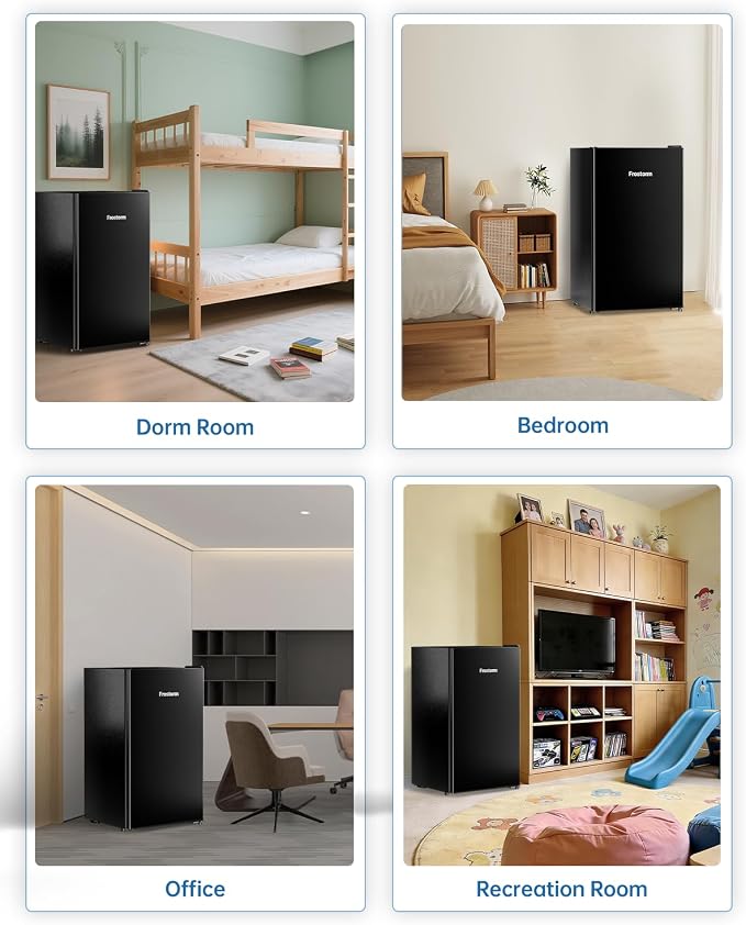 3.2 Cu Ft Mini Fridge with Freezer, Single Door Upright Freezer | Energy Efficient, Large Capacity, Reversible Door, ETL Certified, Small Refrigerator for Bedroom, Office & Dorm, Black - Image 8