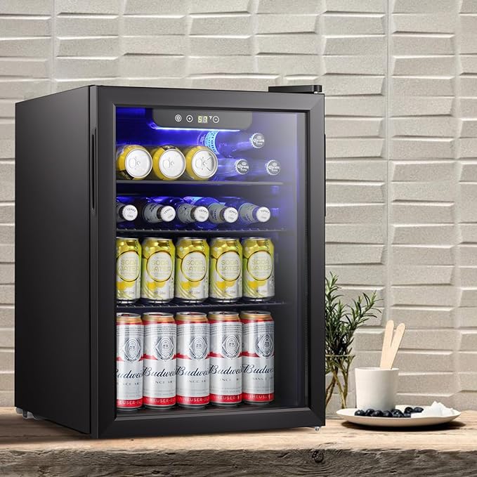 Antarctic Star Beverage Refrigerator Cooler-95 Can Mini Fridge Glass Door for Soda Beer Wine Stainless Steel Glass Door Small Drink Dispenser Digital Display for Home, Office Bar,2.4cu.ft - Image 6