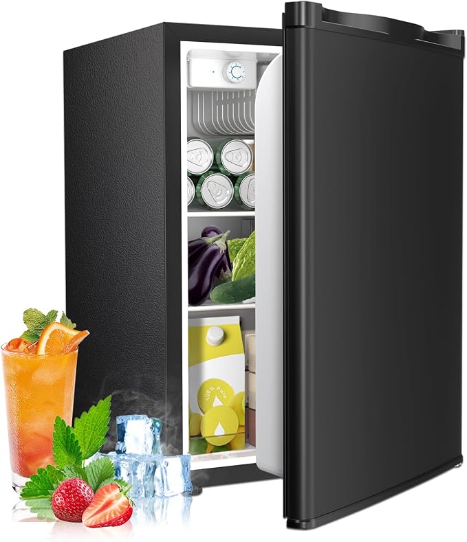 Electactic Compact Refrigerator 2.56 Cu.ft Mini Fridge with Freezer, Single Door Refrigerator with Adjustable Temperature Settings, Low noise, for Bedroom, Office, Dorm by Electactic