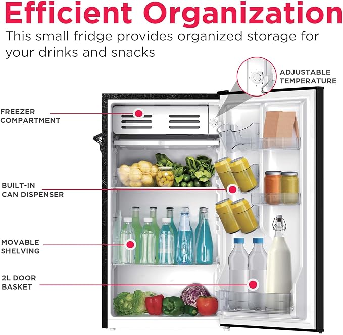FRIGIDAIRE EFR376-BLACK 3.1 Cu Ft Black Retro Bar Fridge with Side Bottle Opener - Image 4