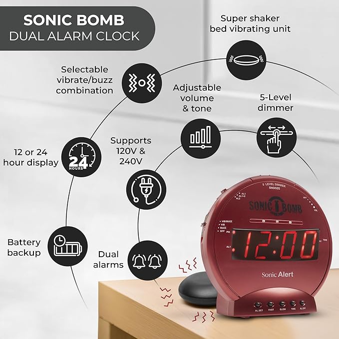 Sonic Alert Sonic Bomb Dual Alarm Clock - Image 4